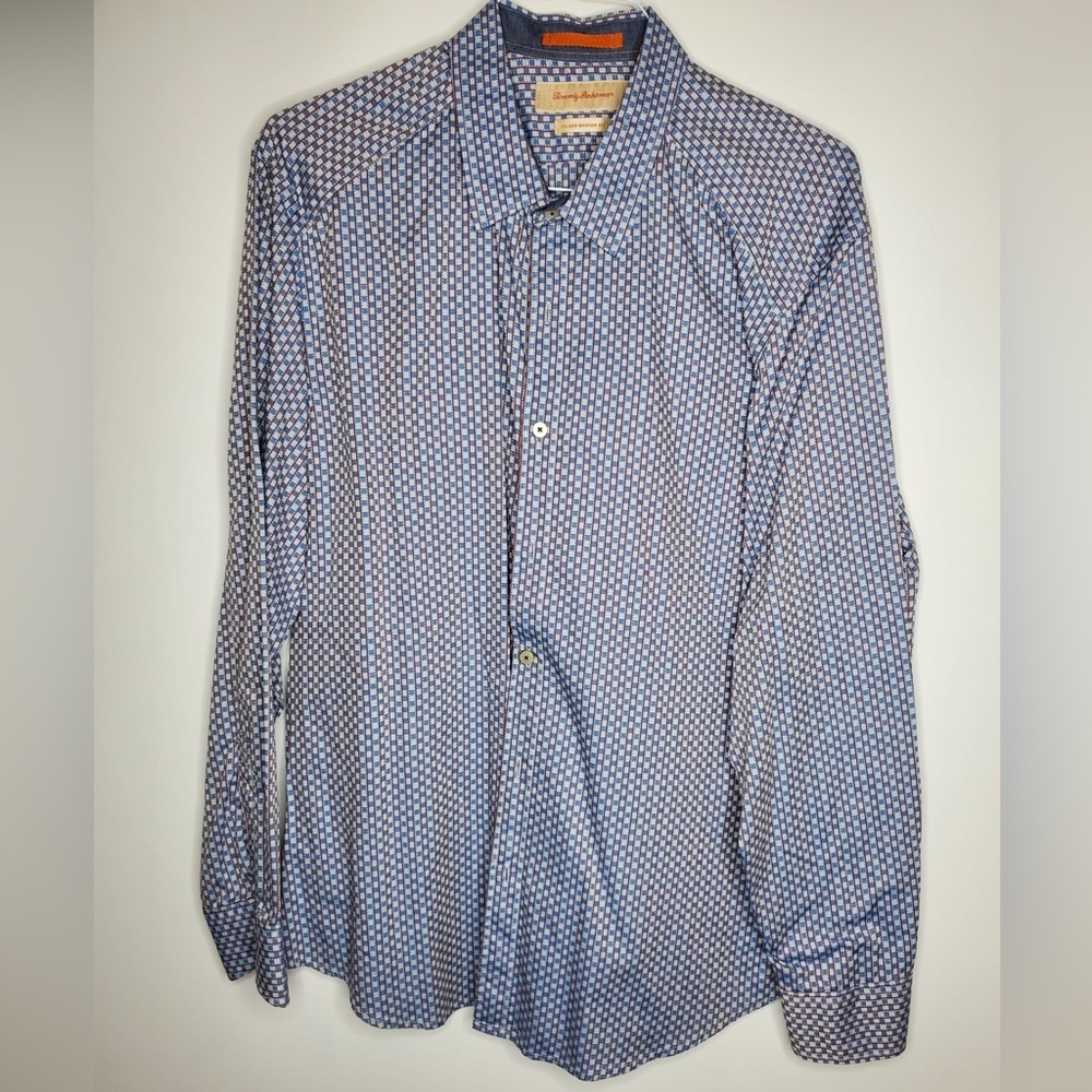 Tommy Bahama Plaid Island Modern Fit Button Up Mens Shirt XL